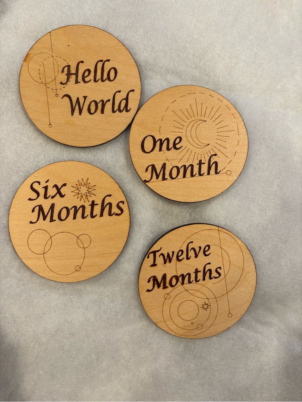 Wooden Baby Milestone Discs - Neutral Natural